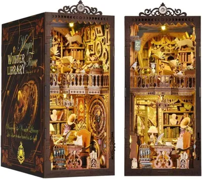 Obrázok produktu pre Habarri | DIY Book Nook - Chrám poznania - Puzzle 3D - Miniatúrny Domček s Nábytkom a LED Osvetlením