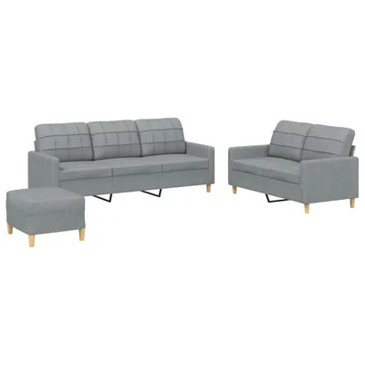 Image de vidaXL Ensemble de canapés 3 pièces avec coussins Tissu gris clair