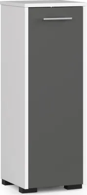 Produktbild von Badezimmerschrank schmal Weiß 30 cm 1 Tür 2 Regalböden B30xH85xT30 cm