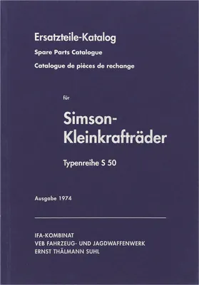 Obrázok produktu pre Katalóg náhradných dielov, vydanie z roku 1974 – Simson S50