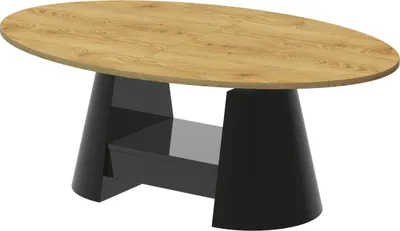 Produktbild von Design Couchtisch oval Calabrio stufenlos höhenverstellbar ausziehbar Schublade Tisch Esstisch