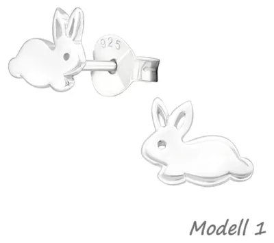 Produktbild von Ohrstecker Ostern: 925 Silber Ohrringe „Kaninchen / Hase / Osterhase“ Modell 1