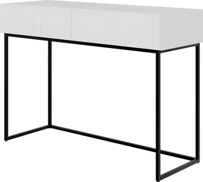 Produktbild von Selsey Veldio - Schminktisch mit Schubladen, weiß mit schwarzem Metallgestell, 110 cm