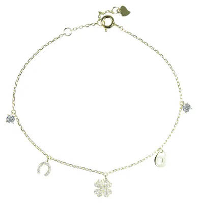 Produktbild von LUISIA Vergoldetes Damen Armband mit Glücksbringern - 925 Silber mit Zirkonia