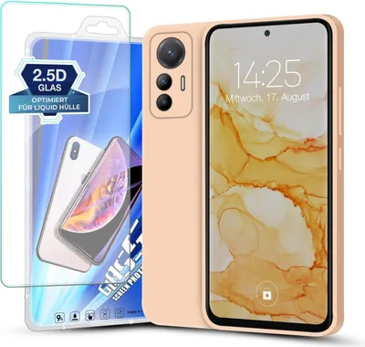 Produktbild von Hülle für Xiaomi 12 Pro mit 9H Displayglas Displayschutz Plus Case Cover Bumper Silikon Softgrip Schutzhülle Farbe: Rosa