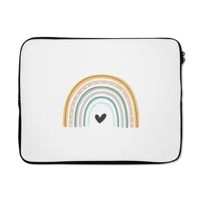Produktbild von MuchoWow® Laptop Hülle 15 Zoll Regenbogen - Herz - Tupfen - Pastell - Kinder Laptoptasche - Laptoptasche - Sleeve - Rundum-Schutz
