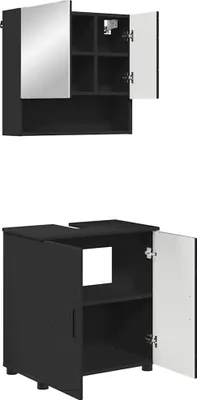 Immagine prodotto di vidaXL Set di mobili da bagno, 2 pezzi, nero, 61 x 35 x 64 cm