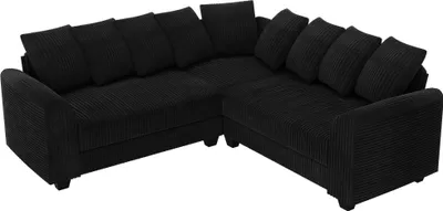 Immagine prodotto di AIORBER Divano moderno modulare ad angolo a L, divano combinato deep cloud, 5 posti, con cuscini, in velluto a coste, comodo e robusto, versatile, nero