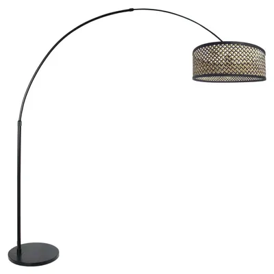 Produktbild von Steinhauer - stehlampe - Sparkled Light - schwarz - bambus metall - bogenlampe - E27 - 3788ZW