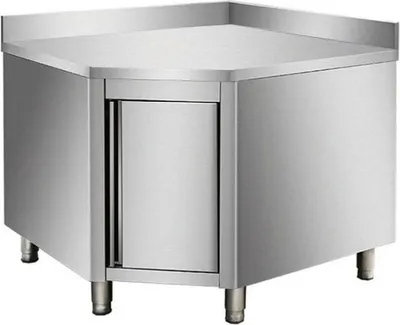 Produktbild von Arbeitsschrank Aus Edelstahl, Mit Aufkantung, Eckmodul 700Er Bautiefe