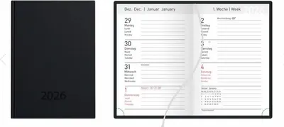 Produktbild von Idena Taschenkalender 2026 schwarz DIN A7