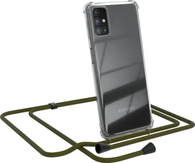 Produktbild von EAZY CASE Handykette kompatibel mit Samsung Galaxy M31s, Handyhülle mit Umhängeband, Handykordel, Schutzhülle Clear, Band in Grün