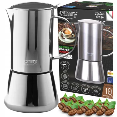Produktbild von Kaffeekocher 500 ml Camry Edelstahl für Induktion, Gas, ohne Auslaufen