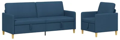Produktbild von vidaXL Sofa Set mit Stauraum 2 stk. Blau Polyester