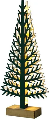 Immagine prodotto di ACA Lighting albero di Natale in legno verde grande 10 LED a batteria (2xAA) bianco caldo IP20 21x5x47cm XTREGWW473A