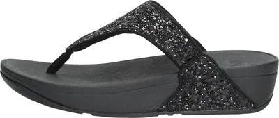 Image de FitFlop Lulu Glitter Toe - ThongsPolyuréthaneGlitter  Teenslippers - Zwart - Maat 39