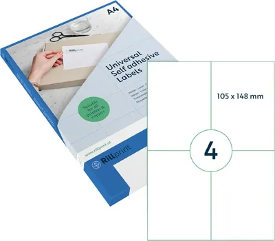 Produktbild von rillprint Universal-Etiketten 105 x 148 mm transparent 100 Etiketten