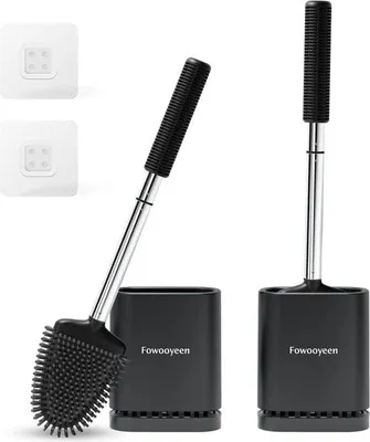 Produktbild von Famanu Toilettenbürste Schwarz - Silikon, Wandmontage, Edelstahlgriff, Herzform