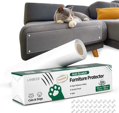 Obrázek produktu pro Ochrana proti poškrábání pro kočičí lavice a psí průlezy, pružná, 20 cm x 3 m, samolepicí