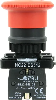 Produktbild von XBS Not Aus Schalter Taster Notschalter für 600V und 10A mit in rotem Knopf NG22-ES542
