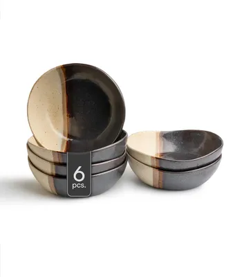 Produktbild von Schalen - Ø 18 cm - Schwarz - Braun - Keramik - matt - 6er Set