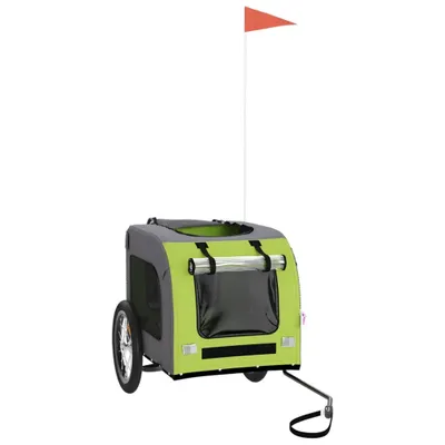 Obrázek produktu pro vidaXL Přívěs na jízdní kolo Dogs Green and Grey Oxford Fabric & Iron