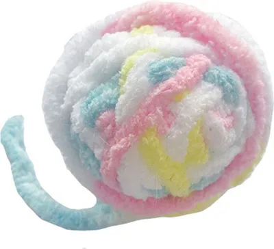 Produktbild von Katzengarn Ball Spielzeug Spaß Interaktive Biss Widerstand Wolle mit Glocke für Katzen Kätzchen Welpen bunt (weiß)