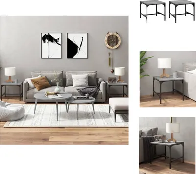 Immagine prodotto di vidaXL Tavolini 2 pz. Grigio Sonoma 40x40x35 cm Materiale a base di legno - Tavolini da caffè
