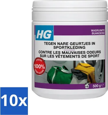 Immagine prodotto di HG Additivo per detersivo contro gli odori sgradevoli nell'abbigliamento sportivo 500 g - Confezione risparmio - 10 pezzi