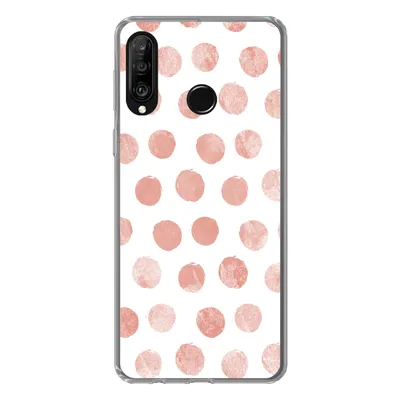 Produktbild von MuchoWow® Handyhülle Schutzhülle Hülle für Huawei P30 Lite Polka dots - Rosa - Weiß Silikon Softcase Handy Hülle - Handyhülle
