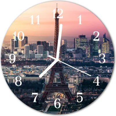 Produktbild von Glasuhr Wanduhr Küchenuhr Echt-Glas 30fi cm Eiffelturm Paris mehrfarbig