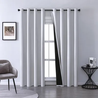 Produktbild von 2 Stück Vorhänge Verdunkelungsvorhang Blickdicht Vorhang Gardinen mit Ösen für Wohnzimmer Schlafzimmer, B132xH241cm, Grauweiß