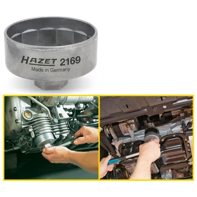 Produktbild von Hazet Ölfilterschlüssel 2169, 3/8 (10 mm) Vierkant hohl, Außen 14-kant Profil, SW 74 mm