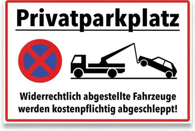 Produktbild von Famanu Warnschild für Privatparkplatz - Parkverbot - 30 x 20 cm