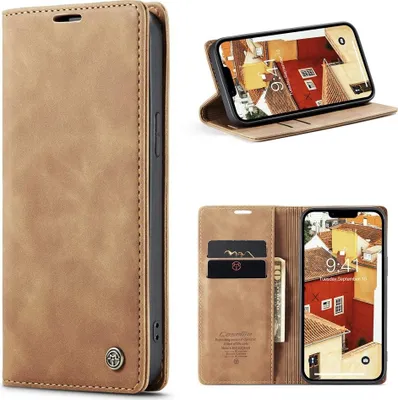 Produktbild von iPhone 15 Hülle - CaseMe 013 Klapphülle - Braun