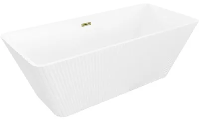 Obrázek produktu pro Mexen Tava samostatně stojící vana rýhovaná 170 x 75 cm, bílá, přepad zlatý - 52851707500-50