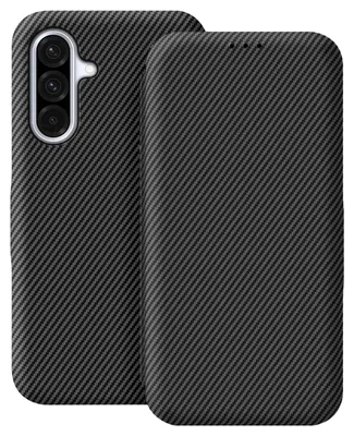 Produktbild von Avizar, Etui Galaxy A37 Carbon Optik Kartenfach RFID Schutz, Schwarz