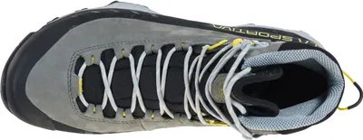 Wanderschuh "TX5 Woman Gtx" von La Sportiva in Grau mit gelben Akzenten und Schnürung.