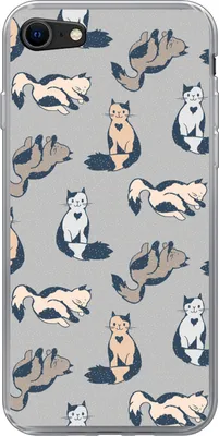 Produktbild von MuchoWow® Handyhülle Schutzhülle Hülle für Telefoonhoesje iPhone SE 2020 Muster - Katze - Herz - Jungen - Mädchen - Kinder - Kind Silikon Softcase Handy Hülle - Kartenbesitzer