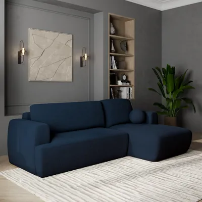 Produktbild von Masseno Ecksofa SENTI N R-S mit Schlaffunktion L-Form, Sofa mit Bettkasten, Wohnzimmersofa, Couch, Soffa, Bettsofa, Couchgarnitur- Blau, NOW OR NEVER 79