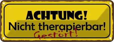 Produktbild von vianmo Blechschild 10x27 cm Achtung nicht therapierbar Warnschild Hinweisschild Sicherheit Vorsicht