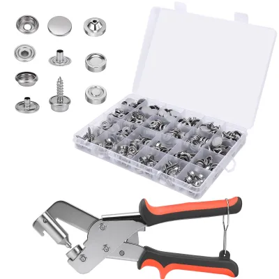 Nietzange mit 80 Druckknopf-Sets, Werkzeugkiste, Tasche