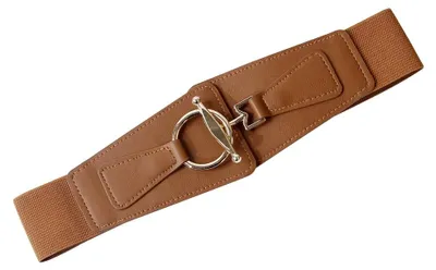 Produktbild von QKEPCY Elastischer Breiter Taillengürtel Damen mit Goldener Ringschnalle - Elega