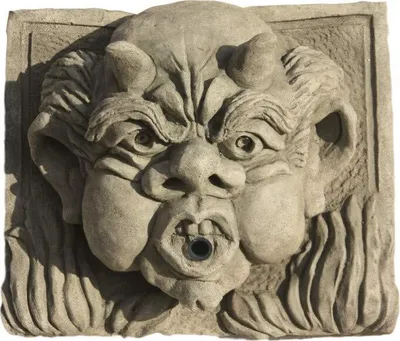 Immagine prodotto di Figure in pietra corno gargoyle segno da parete gargoyle in pietra fusa per il muro e il giardino, resistente al gelo alle intemperie e nuovo, altezza 23cm, SU-2251