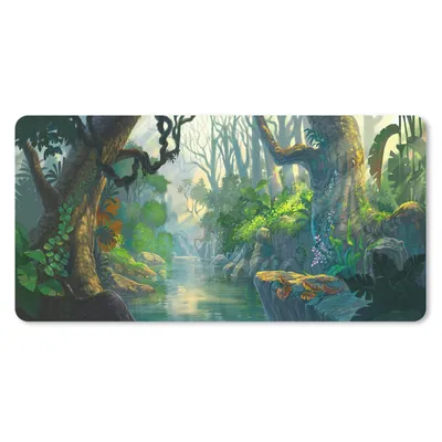 Produktbild von MuchoWow® Mauspad Mousepad Wald - Fluss - Malerei - Mädchen - Kinder - Jungen 60x30 cm - Mousepads - Maus Mat - Pad - Mausunterlage - Nachhaltig