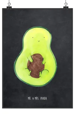 Produktbild von Mr. & Mrs. Panda Bild Avocado Kern DIN A4 - Kreidetafel - Geschenk, Plakat, Pflanze, drucke, Lächeln, Spruch Leben, wanddeko, Avocadokern, wandkunst, Poster