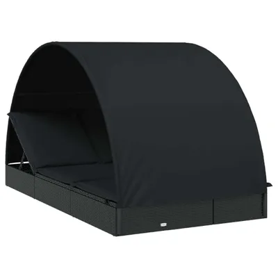 Produktbild von Sonnenliege für 2 Personen mit Runddach Schwarz 211x112x140 cm