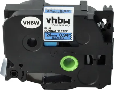 Produktbild von vhbw Schriftband-Kassette kompatibel mit Brother PT 9600, 9500 PC, 9700 PC, 9800 PCN, E 500 VP, H 500 Etiketten-Drucker 8m x 24mm Schwarz auf Blau