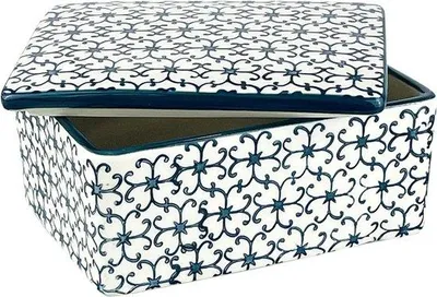 Productafbeelding van Retro botervak – Vintage boterdoos voor 250 gram boter – Blauw keramiek