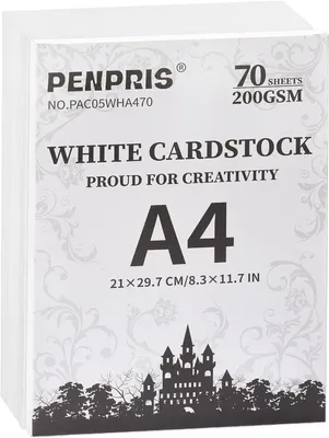 Imagen del producto de Papel blanco A4, cartulina, 200 g/m², 70 hojas, ideal para manualidades creativas